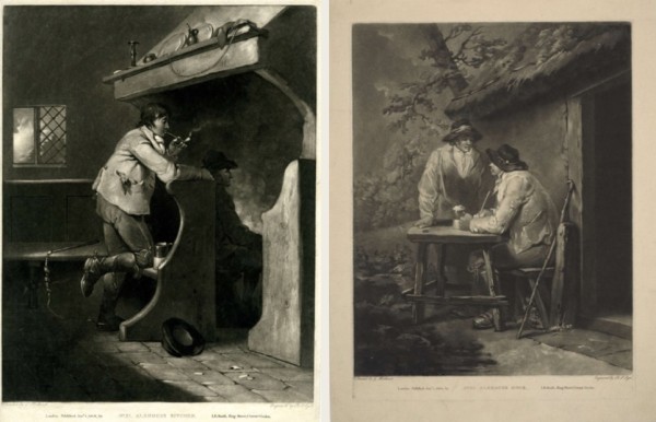 Left, print of Alehouse Kitchen (1801); Right, print of Alehouse Door (1801)