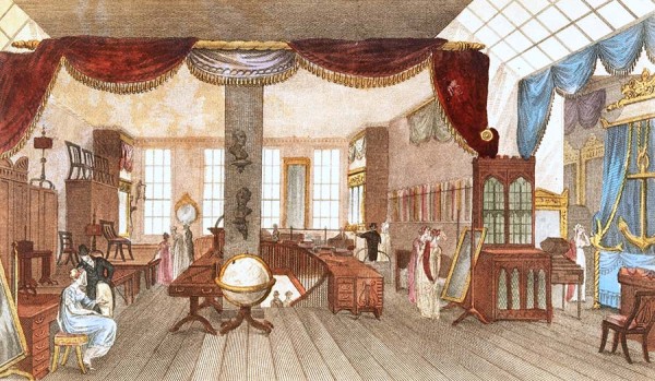 “Messrs. Morgan and Sander’s Ware-room, Catherine-Street, Strand,” Rudolph Ackermann, The Repository of Arts