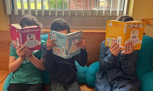 Elementary School Students Reading Jane Austen 